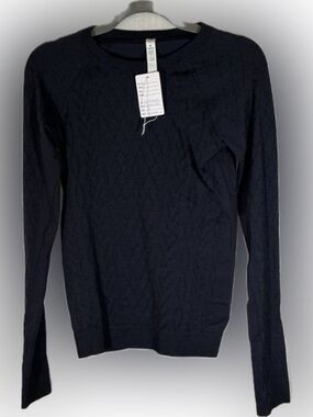 lululemon athletica Navy Cable-Textured Crewneck Sweater